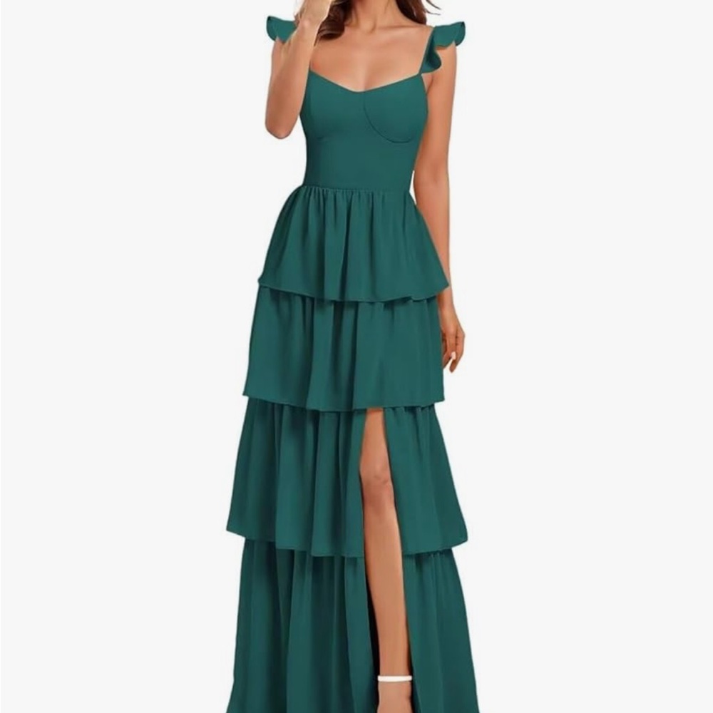 Elegant Teal Tiered Maxi Dress